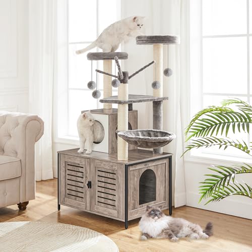 HOOBRO Cat Tree with Litter Box Enclosure, 27.6
