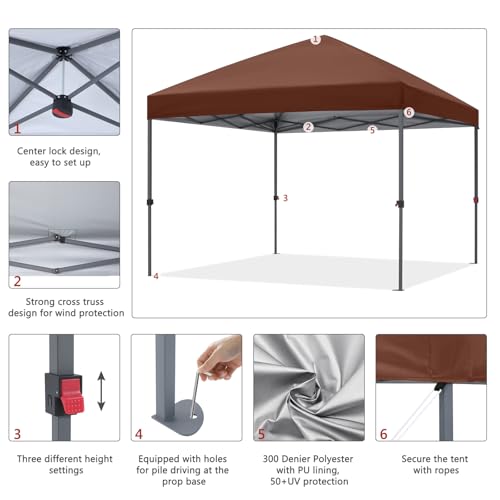 ABCCANOPY Pop Up Canopy - Outdoor Patio Portable Canopy Tent Heavy Duty for Backyard and Deck with 4 Sandbags(White, 10x10)