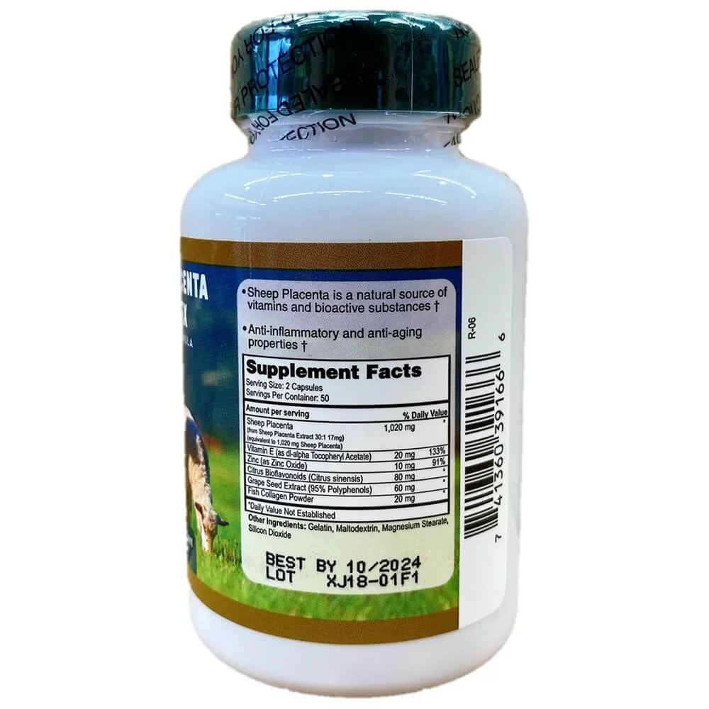 2 Bottles Nu-Health Sheep Placenta Complex (100 Capsules)