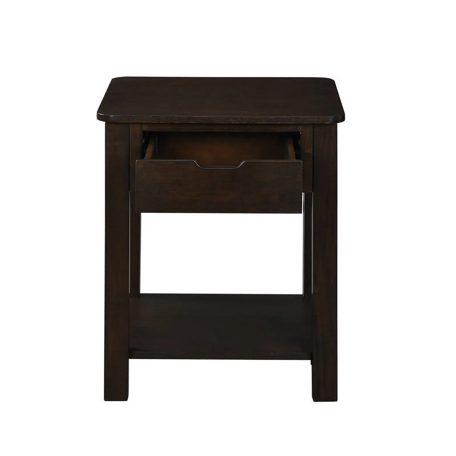 Pemberly Row Dark Brown Engineered Wood End Table with Drawer