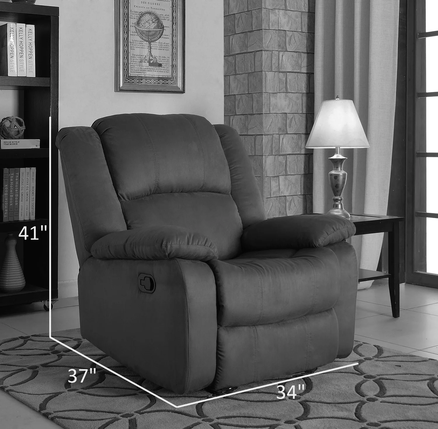 Microfiber Gliding Recliner , Gray