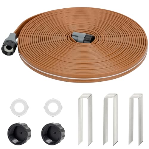 LINEX Sprinkler Soaker Hose 20 ft 2 pack for Garden, Watering Hose with Holes, High-Efficiency Sprinklers System for Lawn and Garden with Staples