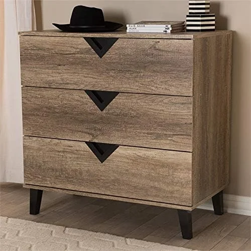 Wales Modern And Contemporary Light Brown Wood 3-Drawer Chest