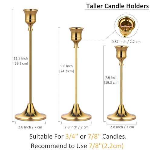 Metal Candle Holders for Candlesticks Taper Candlestick Holders Set Vintage Decorative Centerpiece Candelabra Tall Candle Stands for Halloween Thanksgiving Christmas (Matt Black, 2 Sets (6 pcs))