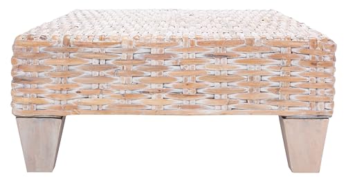 SAFAVIEH Home Collection Leary Coastal Natural White Wash Coffee Table