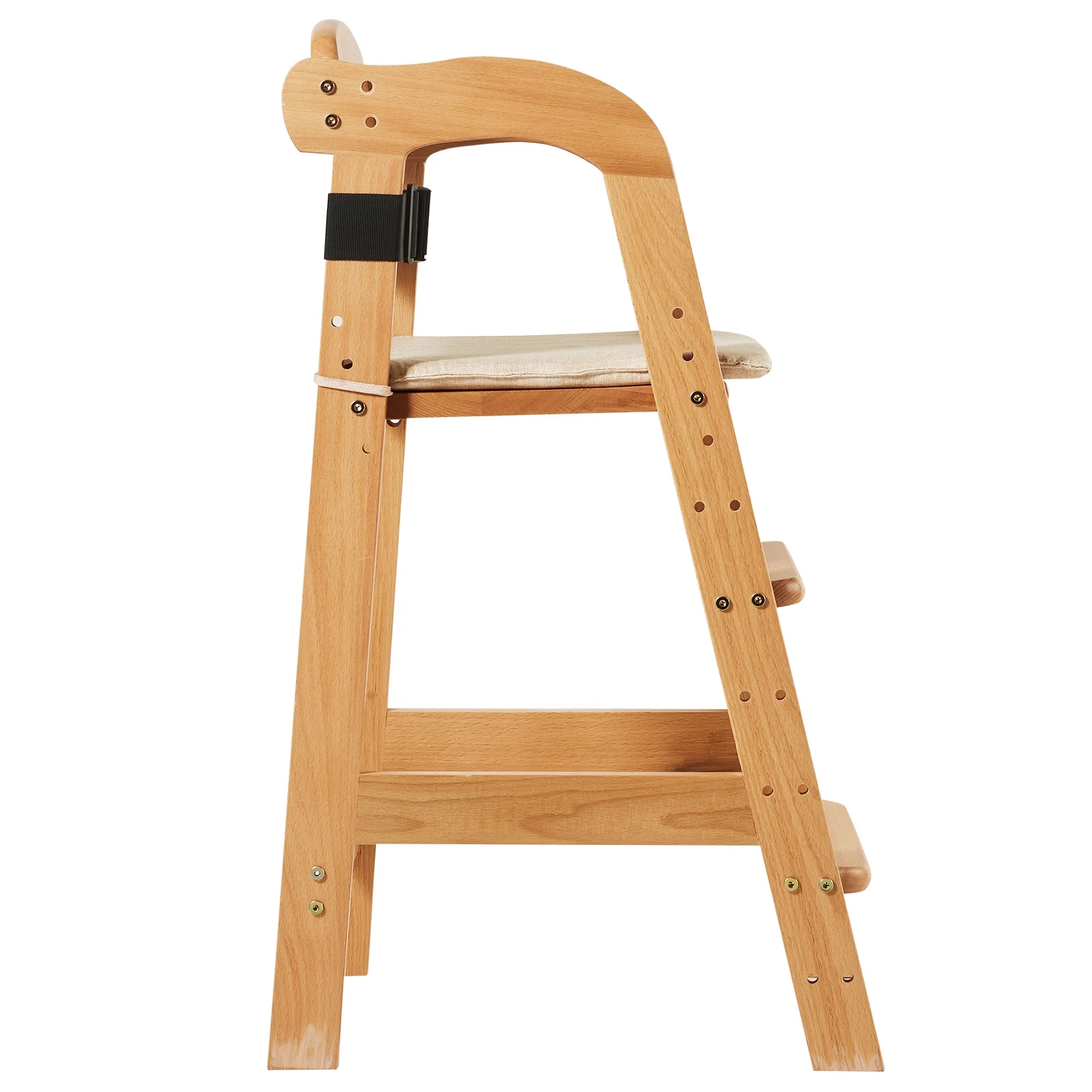 BENTISM Wooden Baby HighChair with Adjustable Legs, Solid Wooden Toddler Chair Baby Booster Seat 13'' Tall