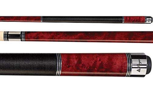 Players C-960 Classic Crimson Birds-Eye Maple with Triple Silver Rings Cue, 21-Ounce