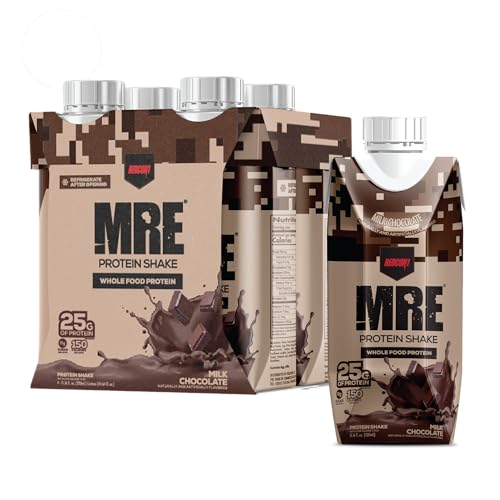 REDCON1 MRE Ready to Drink Protein Shakes, Cookies & Cream - Lactose + Whey Free RTD Protein Made with Real Whole Food Protein Blends - Keto-Friendly and Easy to Digest Nutritional Shake (12 Pack)
