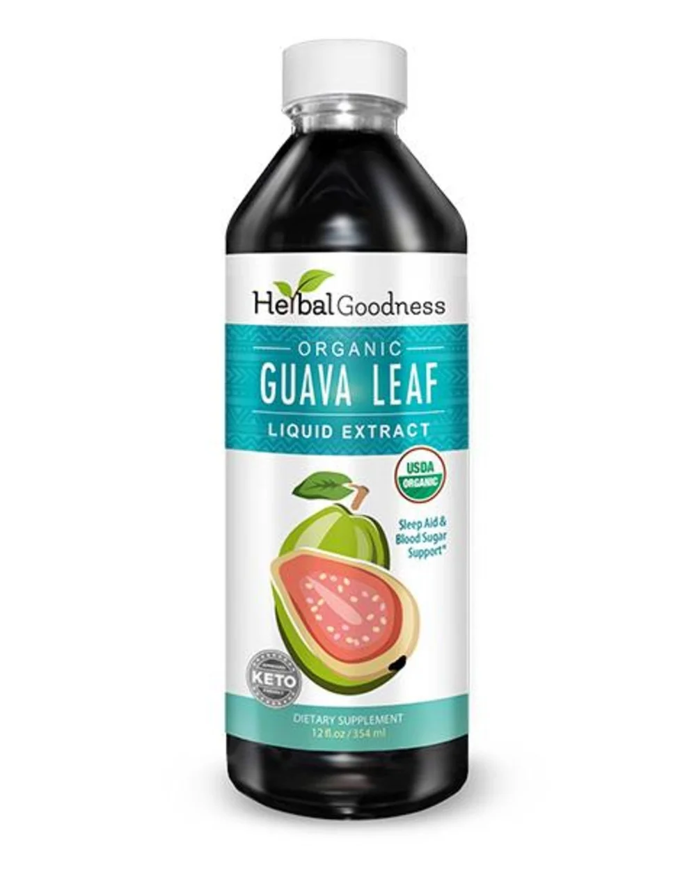 Guava Leaf Organic Liquid Extract - Hair Growth, Energy Boost, Metabolism and Immune Support - 12oz - Herbal Goodness