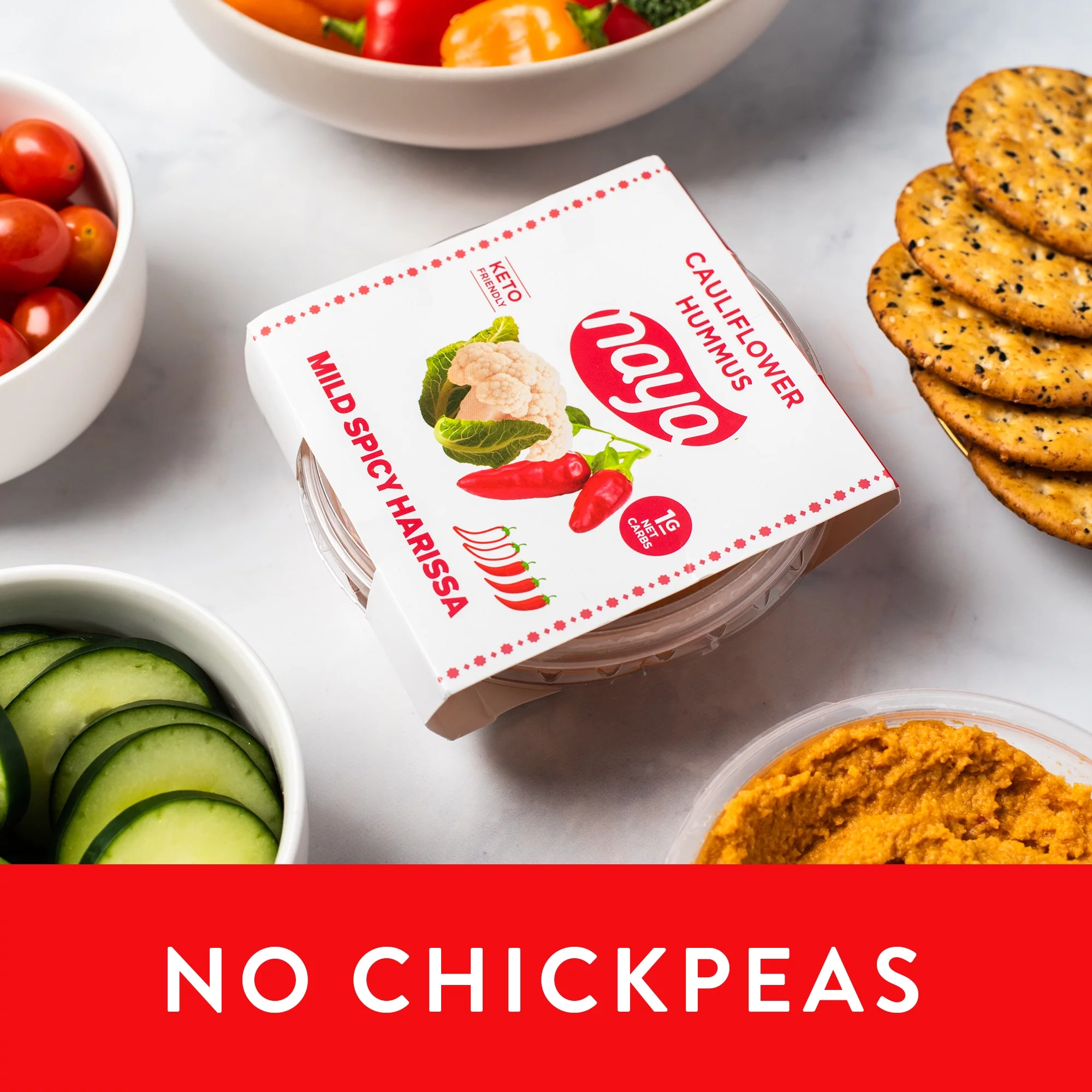 Naya Foods Keto Cauliflower Roasted Red Pepper Hummus