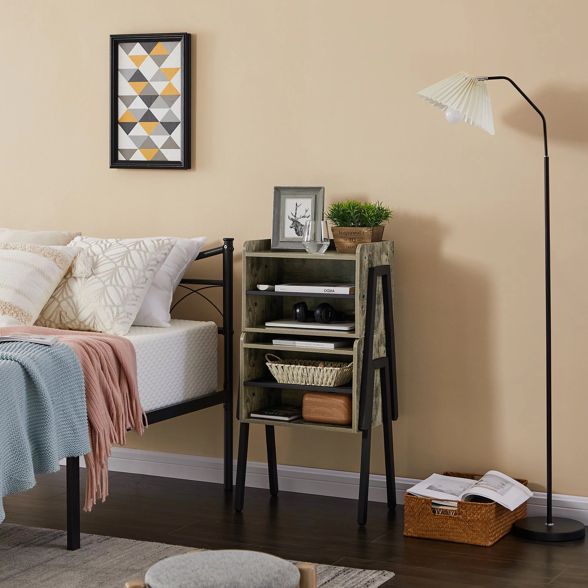 VECELO 3-Piece Bedroom Sets Bed Frame and 2 Nightstand (Set of 3)