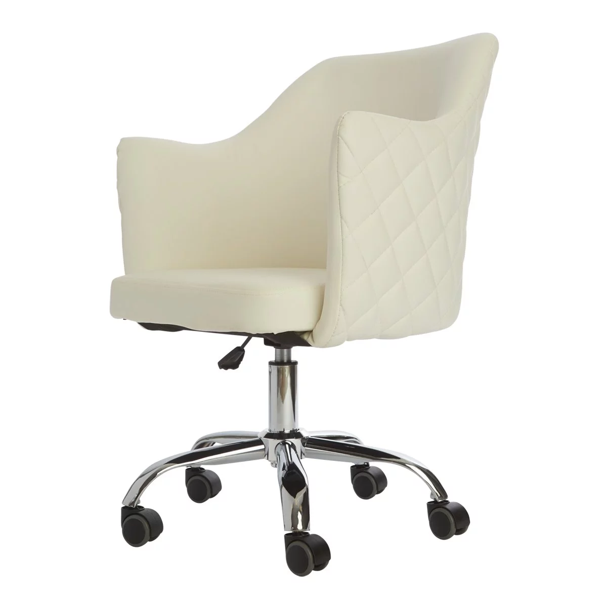Impressions Vanity Coco Quilted Velvet Desk Chair with Wheels,Home Office Chair with Adjustable Height(White)