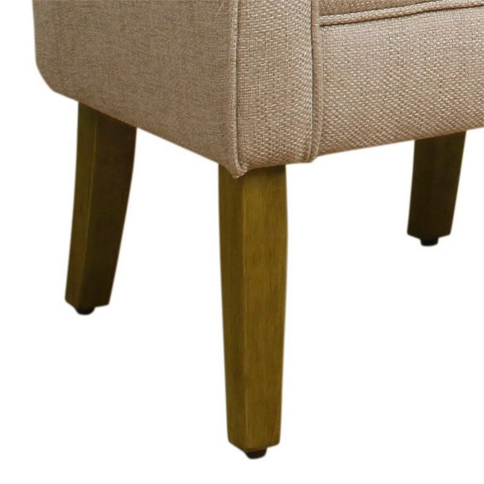 Fabric Upholstered Wooden Accent Chair with Barrel Style Back, Cream and Brown