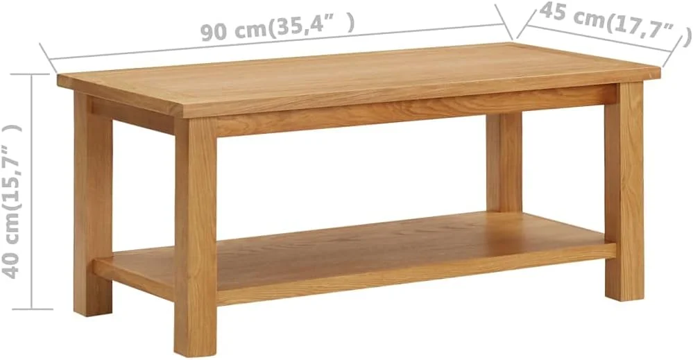 KHBIULIFE Solid Oak Wood Coffee Table with    Brown Dark Rectangular Living Room Table  Farmhouse Style Home Decor  Assembly Required  35.4"x17.7"x15.7"