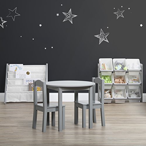 12-Bin Toy Organizer – White/Grey Gradient Ombre Frame with Chalkboard, Eraser & Chalk, Multi-Tier Storage for Kids' Playrooms and Nurseries