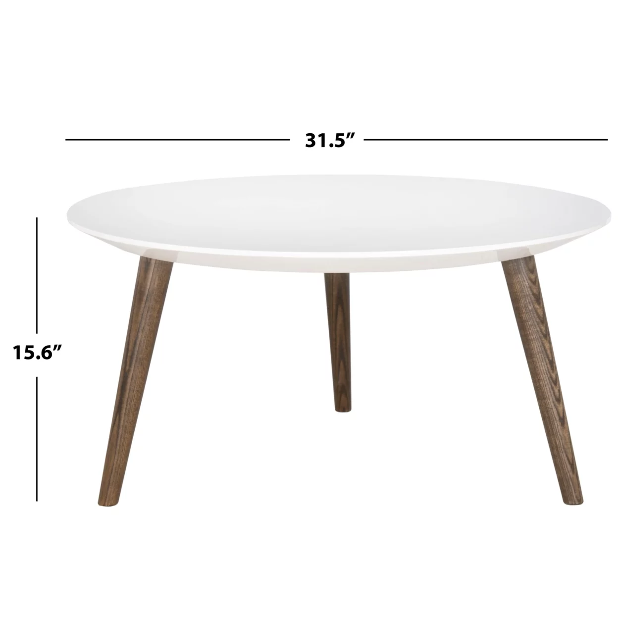 SAFAVIEH Josiah Retro Round Lacquer Accent Table White / Dark Brown
