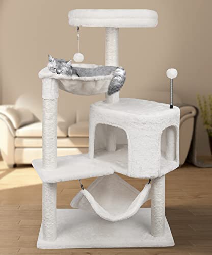 YUNIQUE Cat Tree with Cat Condo and Big Hammock, Grey