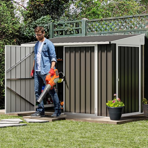 DWVO 10x8 FT Outdoor Storage Shed - Spacious Garden Tool Shed with Lockable Door - Durable Metal Yard Shed for Garden, Patio, and Backyard (Dark Gray)