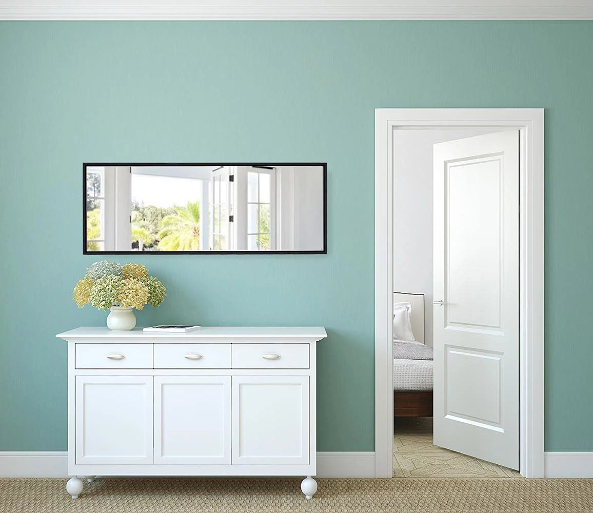 Hamilton Hills Clean Large Modern Black Frame Wall Mirror | 18