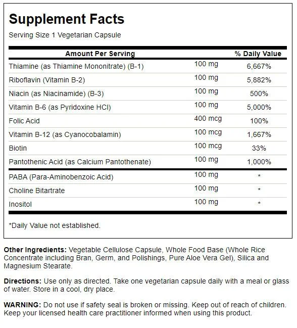 Solaray Vitamin B-Complex 100 100 Veg Caps