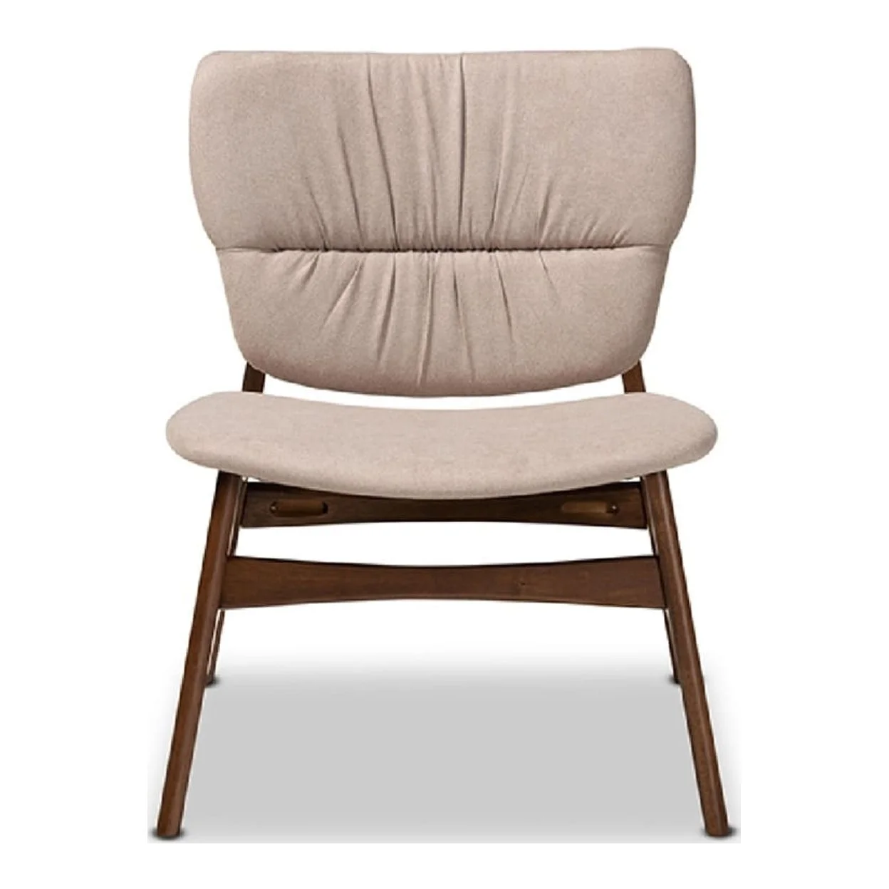Baxton Studio Benito Mid-Century Modern Transitional Beige Fabric Upholstered and Walnut Brown Finished Wood Accent