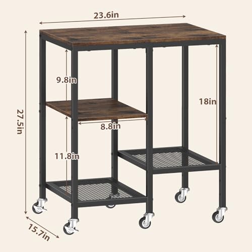 Kitchen Microwave Cart,Microwave Stand with Wheels,Coffee Bar Table Station,4-Tier Rolling Baker's Rack,Small Appliance Storage Shelf,Utility Side Table for Kitchen,Living Room (Rustic Brown)