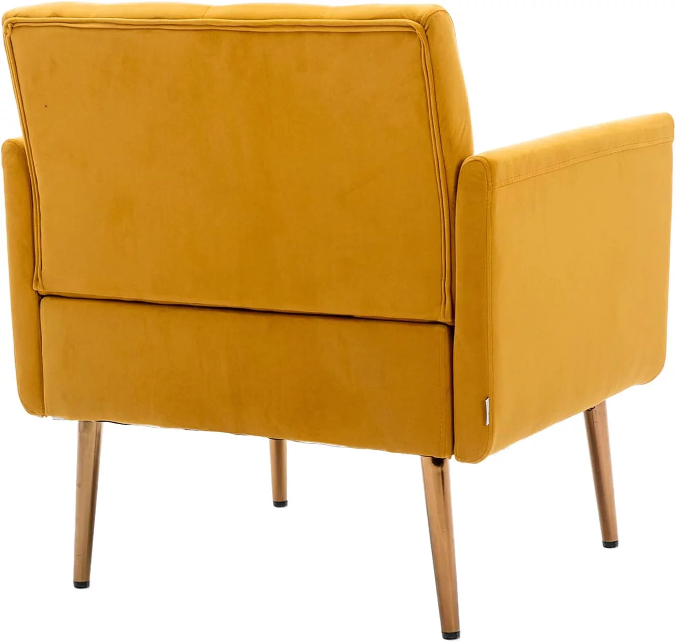 SZLIZCCC Square Velvet Accent Chair, Golden Metal Leg Single Sofa Chair, Living Room Chair, Bedroom Chair, Coffee Chair, Reception Chair