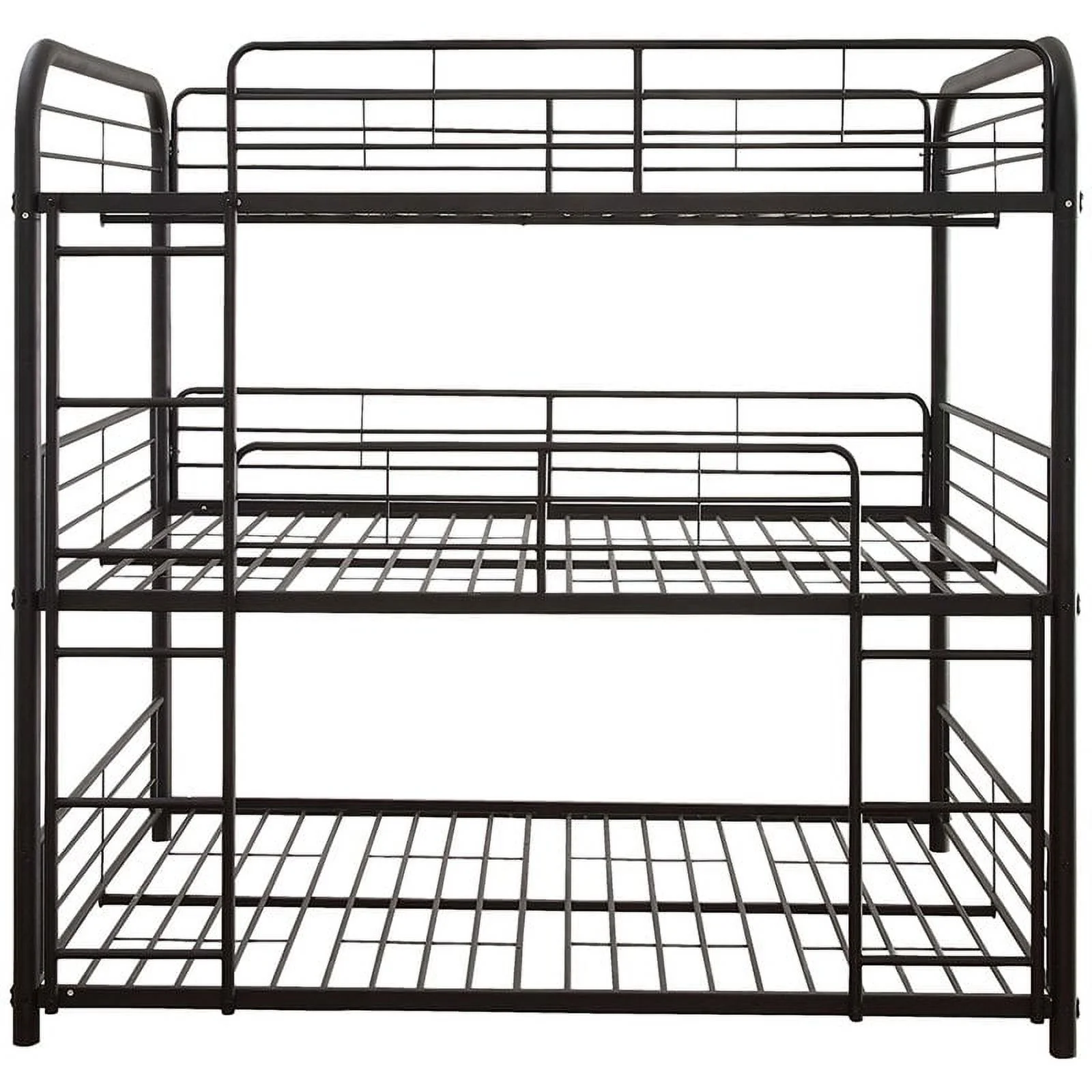 Bowery Hill Full Triple Metal Bunk Bed in Sandy Black