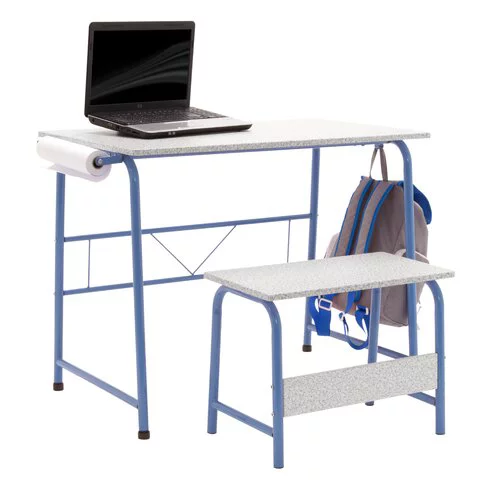 Studio Designs Project Center 2-Piece Metal Art Desk and Bench, Blue