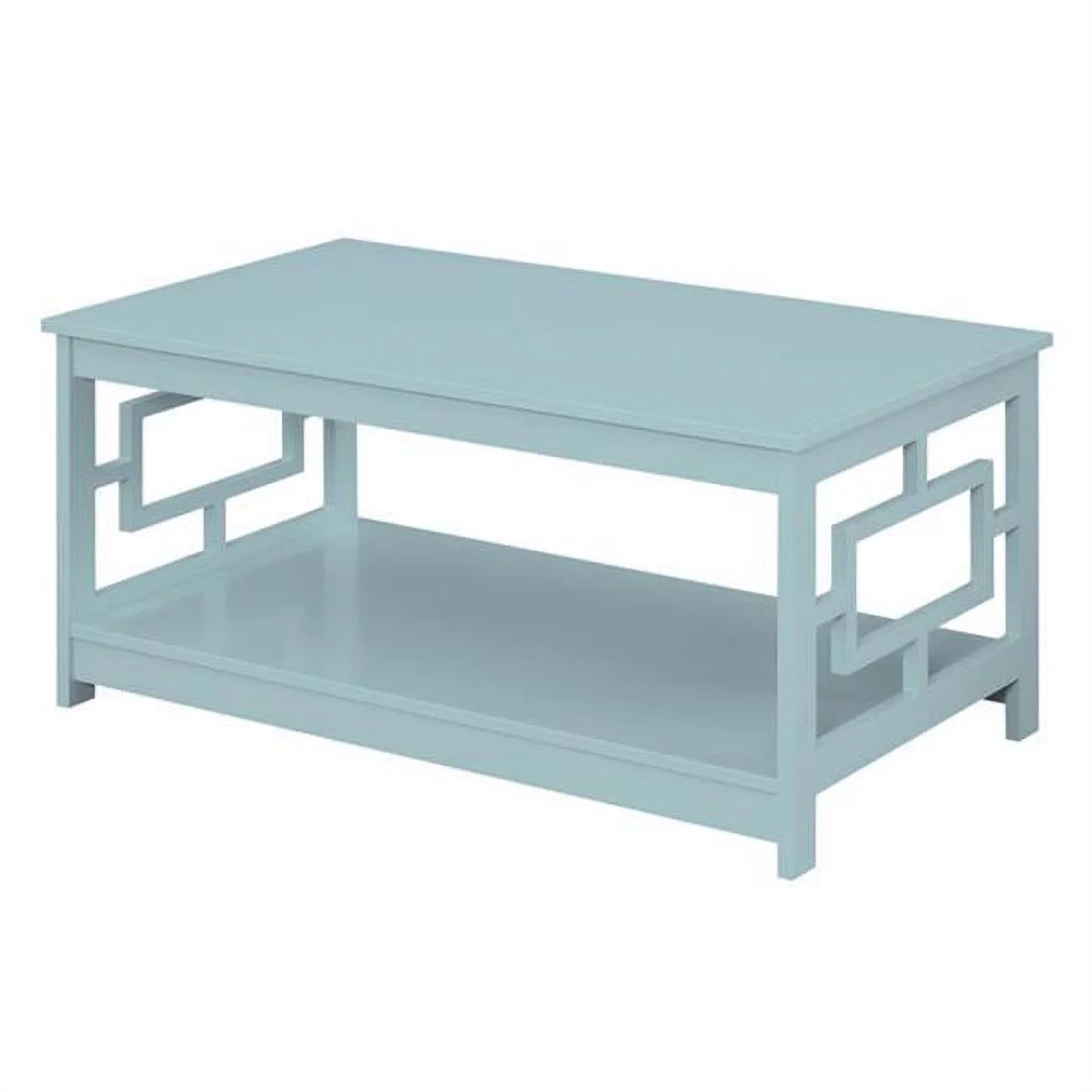 Town Square Coffee Table with Shelf - Sea Foam Blue