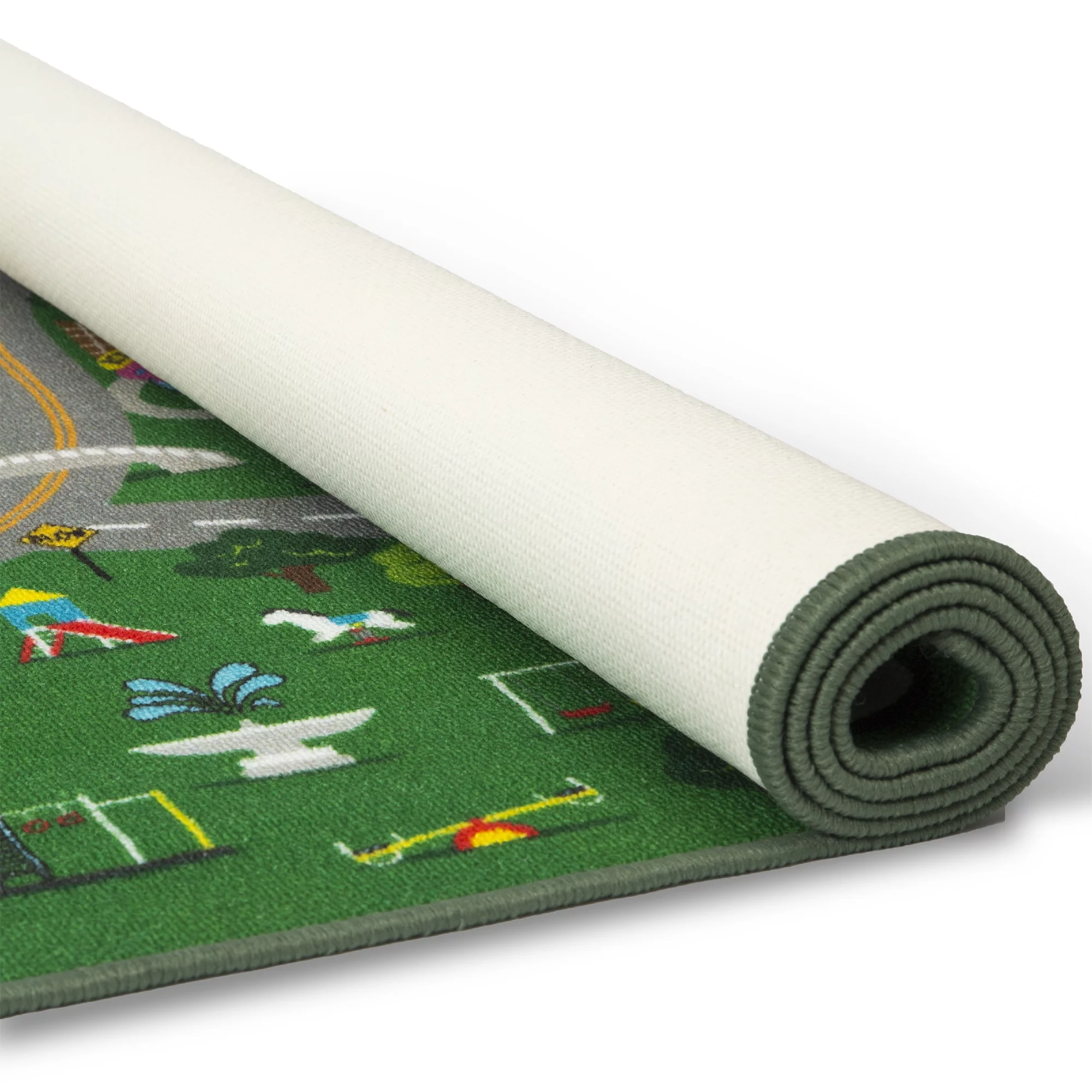 Delta Children Kids Large Road Map Activity Rug, 54-inch L x 39-inch W, Beach Town/Green
