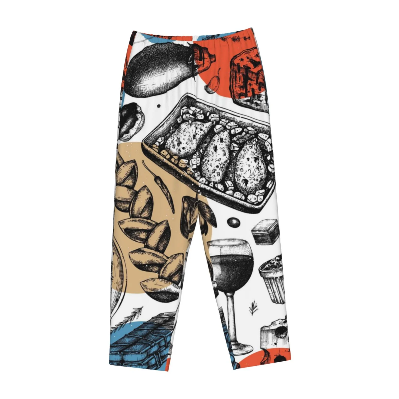 Junzan French Food Women'S Pajama Pants Drawstring Comfy Sleep Bottoms With Pockets