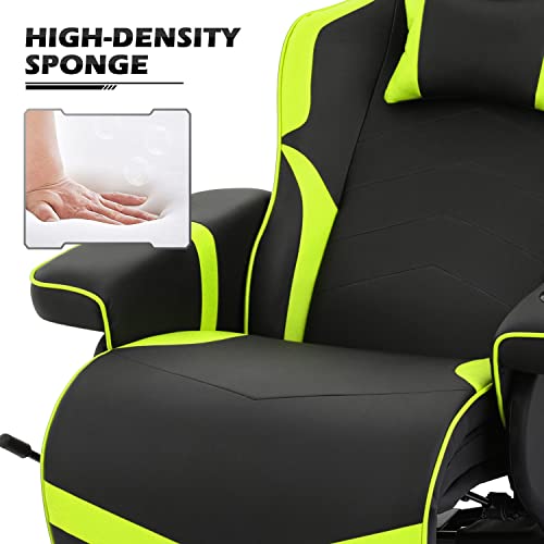 MoNiBloom Video Gaming Chair Racing Style Single Living Room Sofa Recliner with Detachable Headrest, Ergonomic Comfy Home Theater Seating Game Lounge Chair w/Retractable Footrest and Cup Holder, Grey