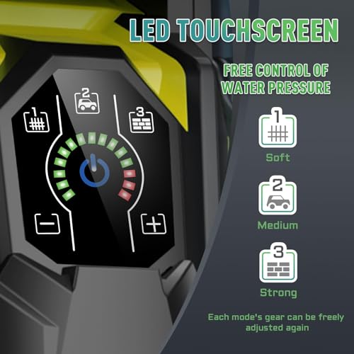 Electric Pressure Washer 5000PSI-Max 3.6GPM Power Washer Touch Screen Adjustable Pressure,4 Nozzles and 500ml Foam Cannon Power Washer Cleaning for Patio Yellow