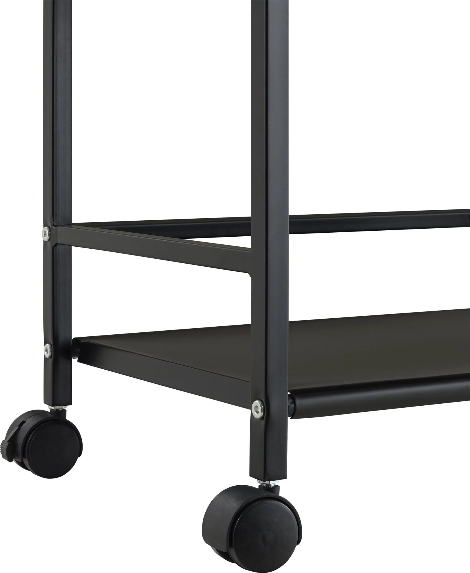 Ameriwood Home Marshall 3 Shelf Metal Rolling Utility Cart, Black