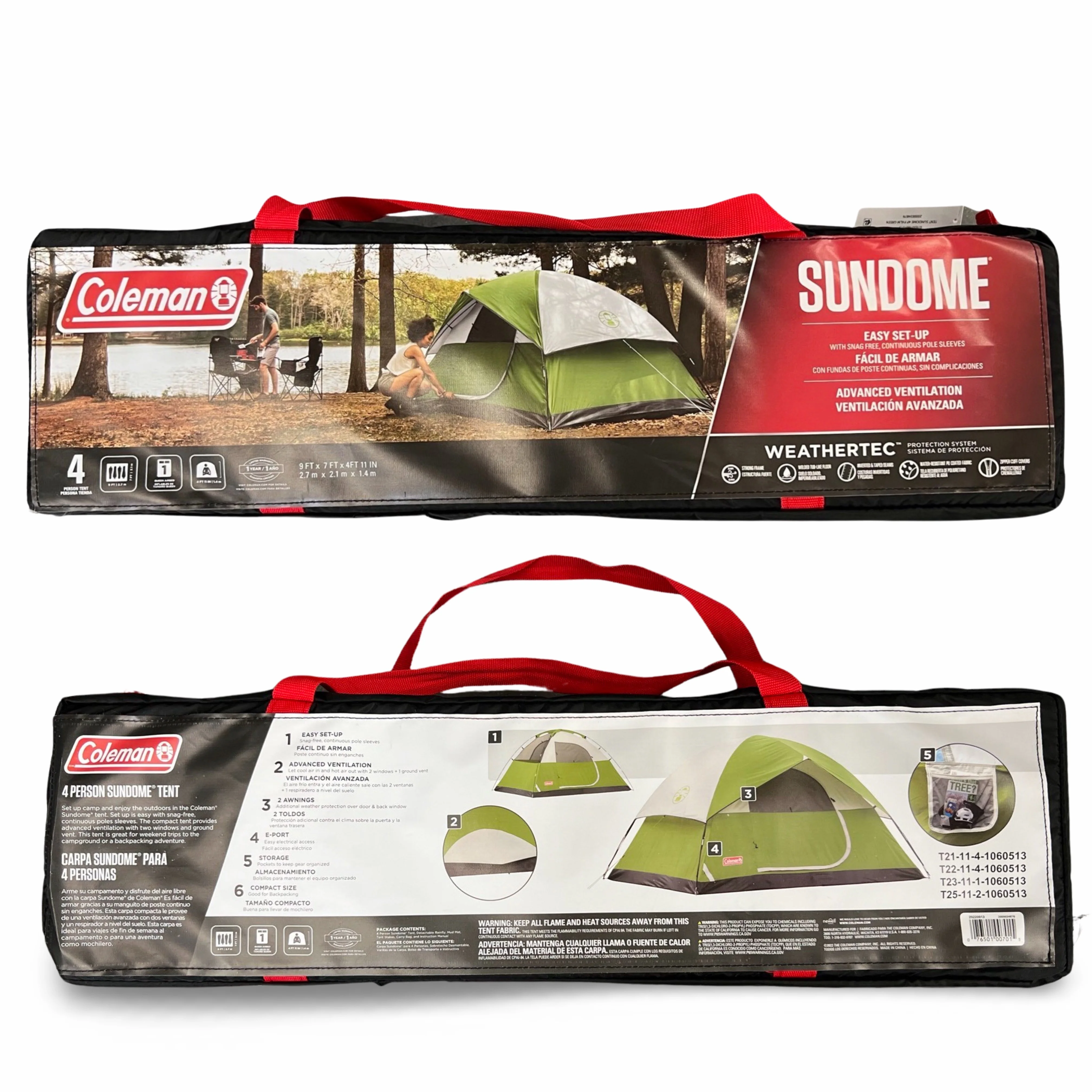 Coleman Sundome 4-Person Dome Camping Tent, 1 Room, Green