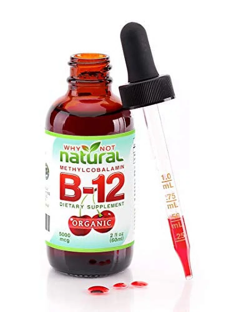 Why Not Natural Organic B12 Liquid Drops, 5000mcg per serving