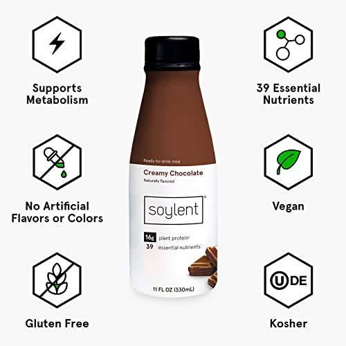 Soylent Complete Meal Replacement Shake, Gingerbread, 16g Complete Protein, Ready-to-Drink Plant Based Protein Drink, 1g Sugar, 11oz (12 Pack)