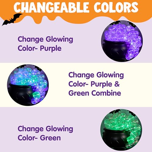 JOYIN Cauldron Halloween Decoration Indoor, Color Changeable 8 Glow Modes, LED Light Up Bubbling Witch Cauldron Pot DIY Set, Black Plastic Cauldrons Bowl for Halloween Party Favor Supply, Home Decor