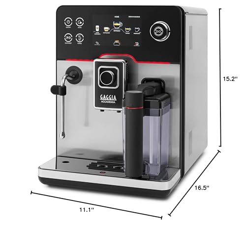 Gaggia Accademia Luxury Italian Fully Automatic Espresso Machine with 19 Customized drink settings,0.5 Liters,RI9782/46 Brushed Stainless