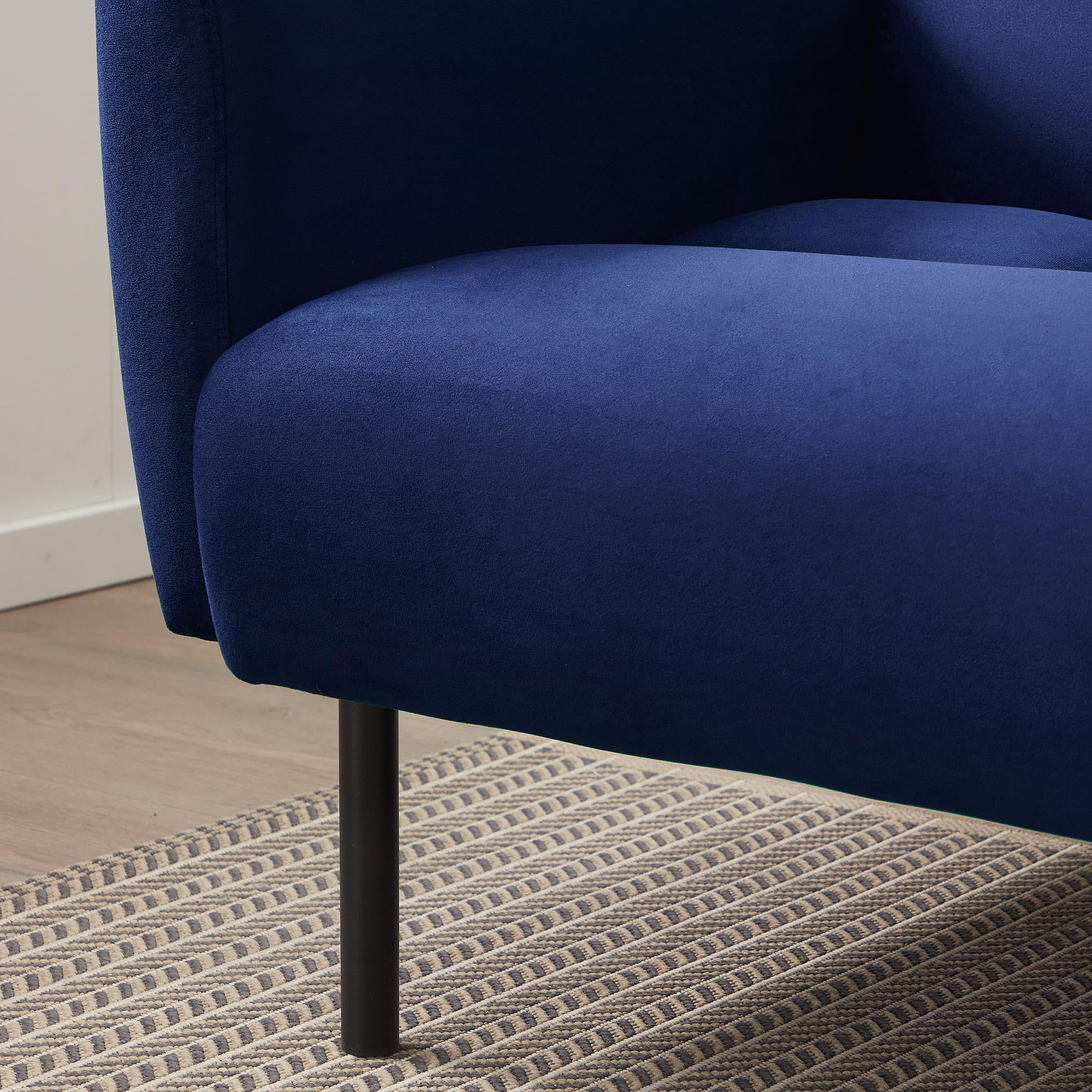 Mayview Sofa Bed with Box Tufting and Removable Arms, Navy Velvet