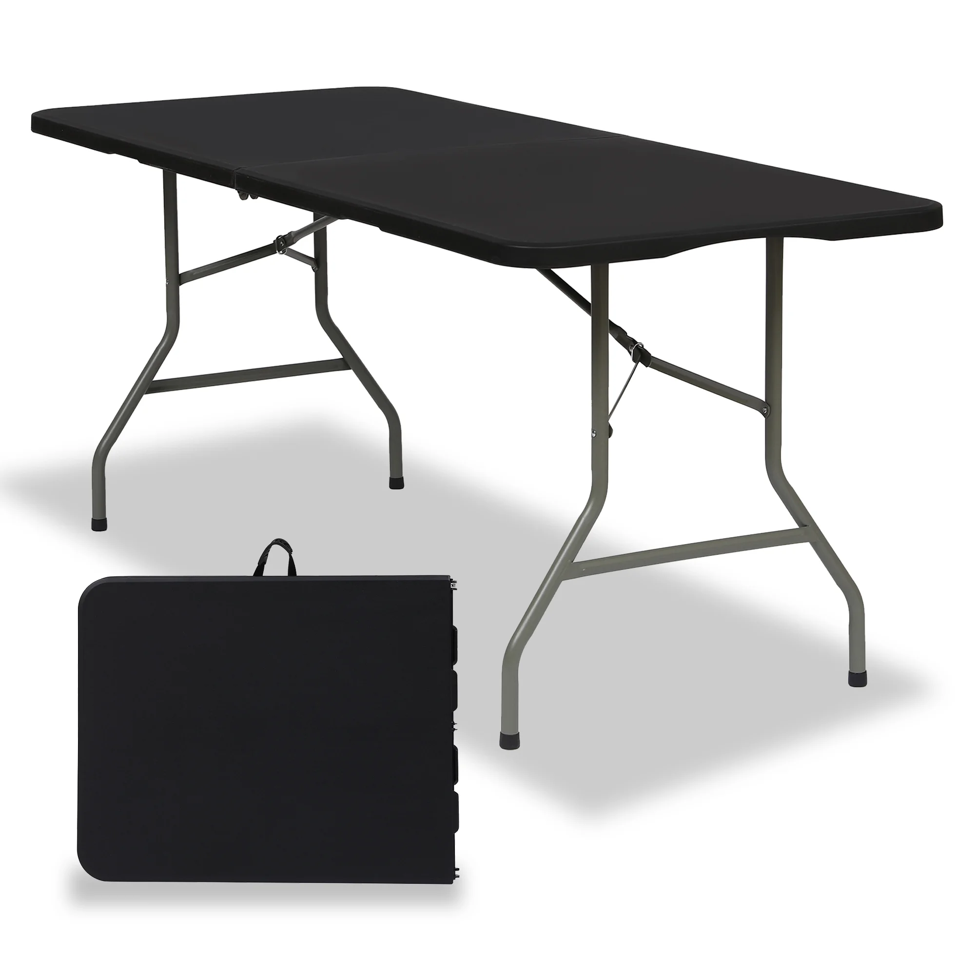 SUGIFT 6ft Folding Table, Portable Plastic Tables for Party, Picnic, Camping, Black