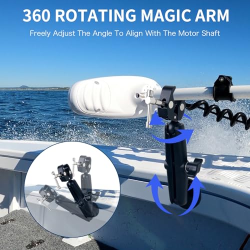 Trolling Motor Stabilizer Support for Minn kota Terrova/Riptide Terrova/Ulterra/PowerDrive, Tough-Claw Trolling Motor Mount Bracket Reduces Bounce, 360° Adjustable, Fits to 0.6