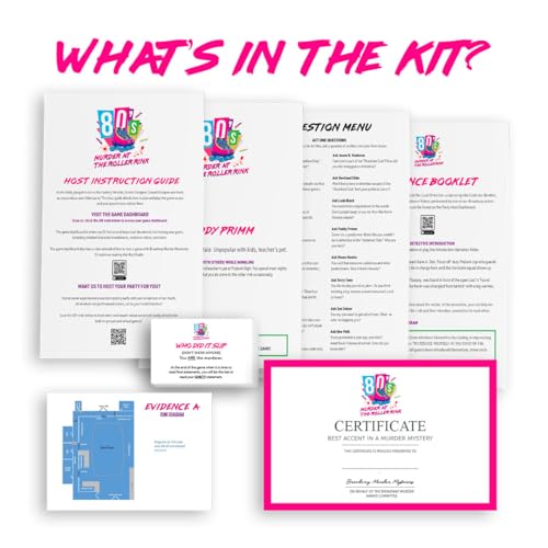 Murder at The Roller Rink: an 80s Teen Murder Mystery Game | 1980s Themed Murder Mystery Games for Adults & Teens | Flexible 4-20+ Players | Physical Game Kit