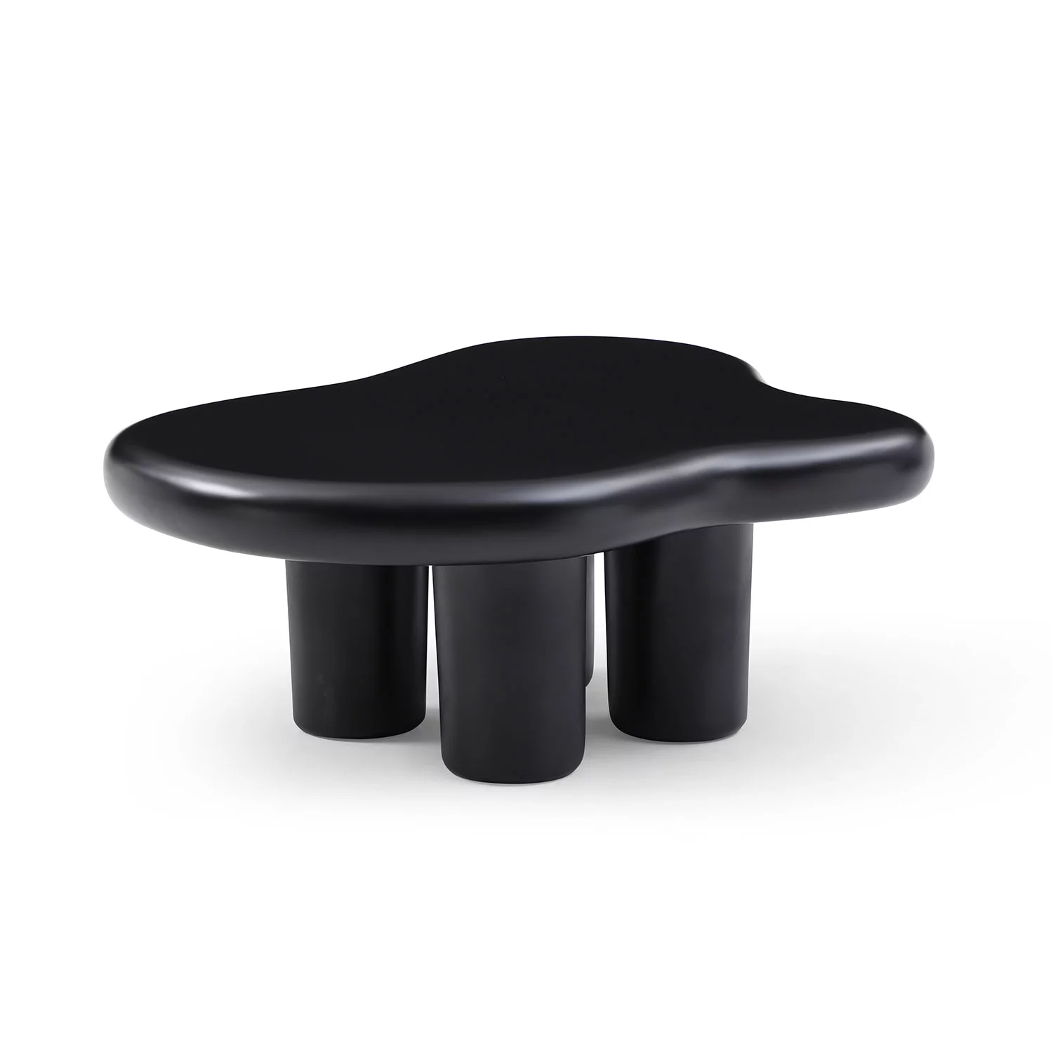 Ufurpie Modern Cloud Shape Coffee Table,Cute Center Coffee Table Irregular Indoor Tea Table Round Edge End Table with 4 Legs,for Small Space,Living Room,Bedroom,Black