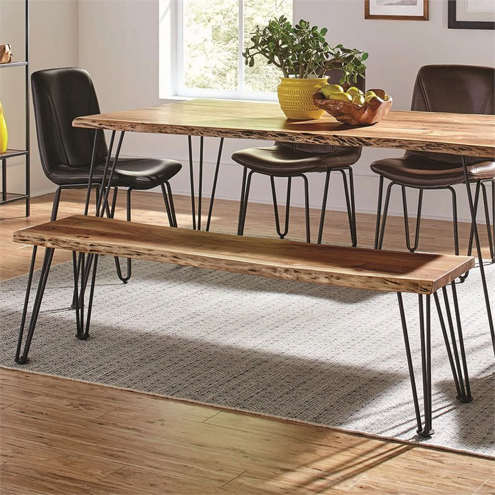 Stonecroft Furniture Sage Parkway Dining Bench in Natural and Gunmetal