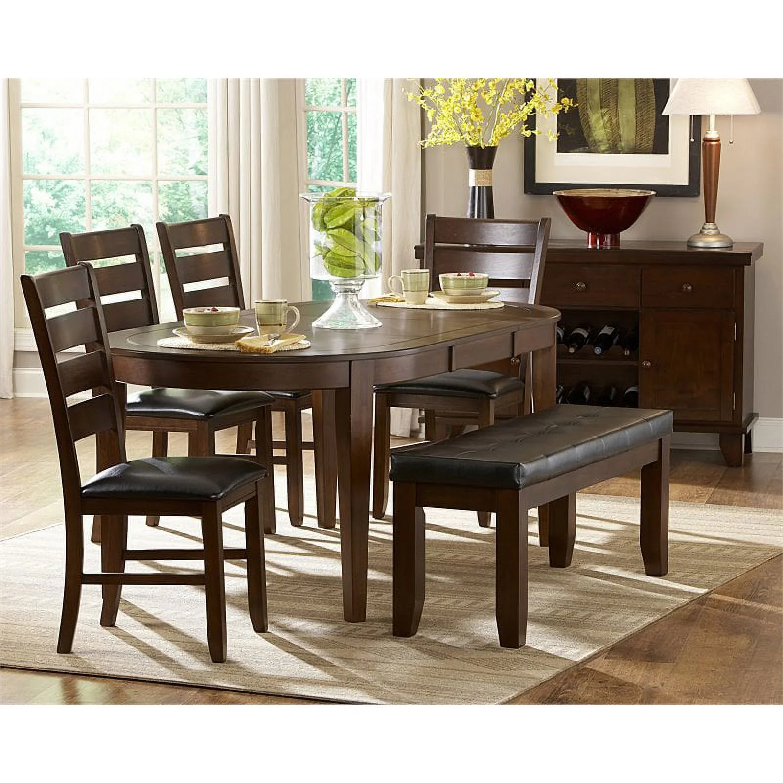 Pemberly Row 5-piece Wood Dining Set with 1 Table and 4 Side Chairs in Oak
