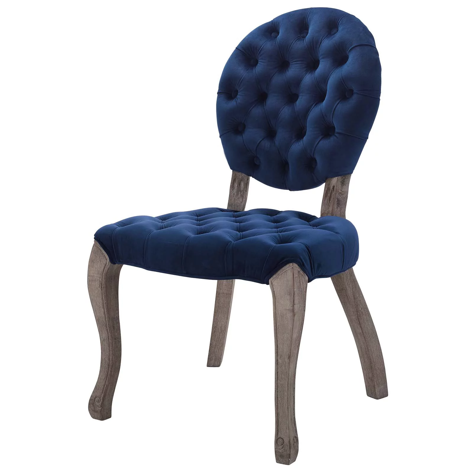 Industrial Country Cottage Farm Beach House Dining Kitchen Room Vintage Style Side Chair, Velvet Fabric Wood, Navy Blue