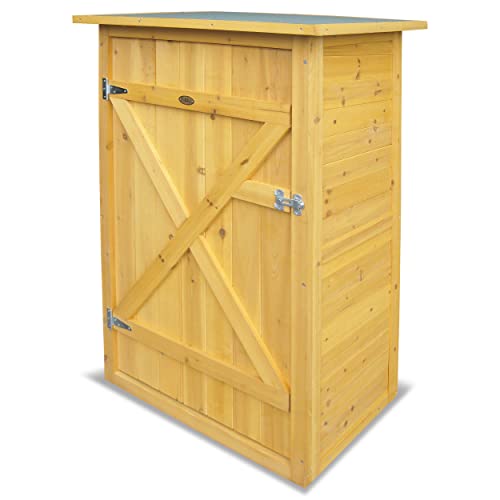 Outdoor Storage Shed with Floor & Adjustable Shelves, Wooden Garden Tool Cabinet Weatherproof, 71