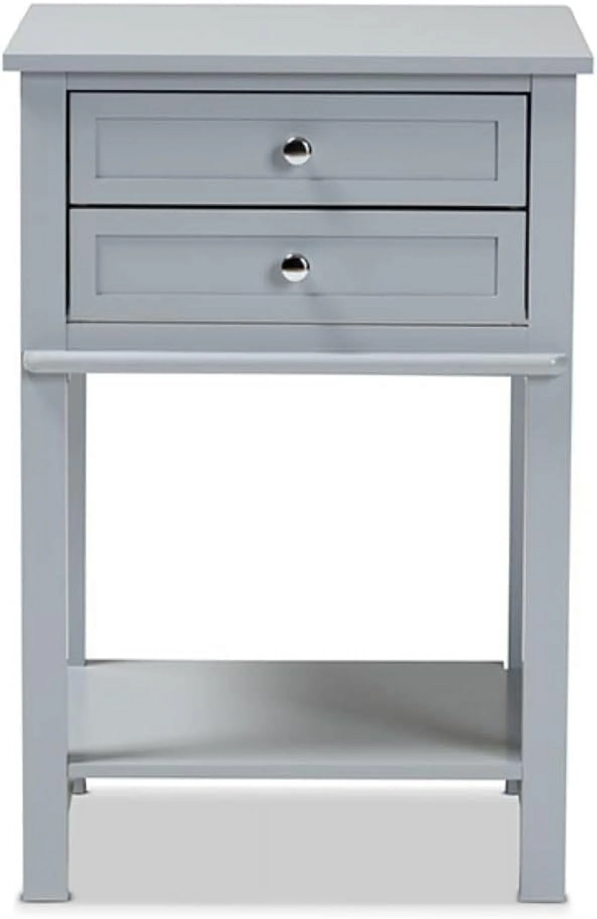 Willow Light Grey Finished 2-Drawer Wood End Table